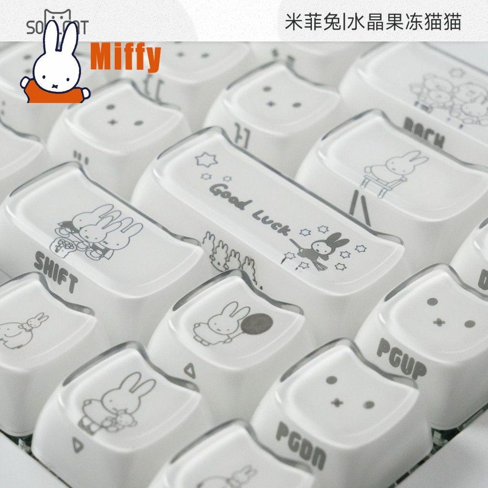 Gaming Keyboard Ergo - Милые кейкапы Miffy: кристальные, с кроликом